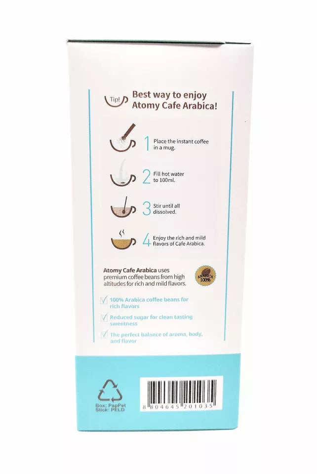 Korean Coffee - Atomy 50 Sticks Cafe Arabica Instant coffee mix Arabica Coffee & Natural Casein