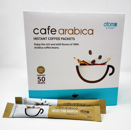 Korean Coffee - Atomy 50 Sticks Cafe Arabica Instant coffee mix Arabica Coffee & Natural Casein